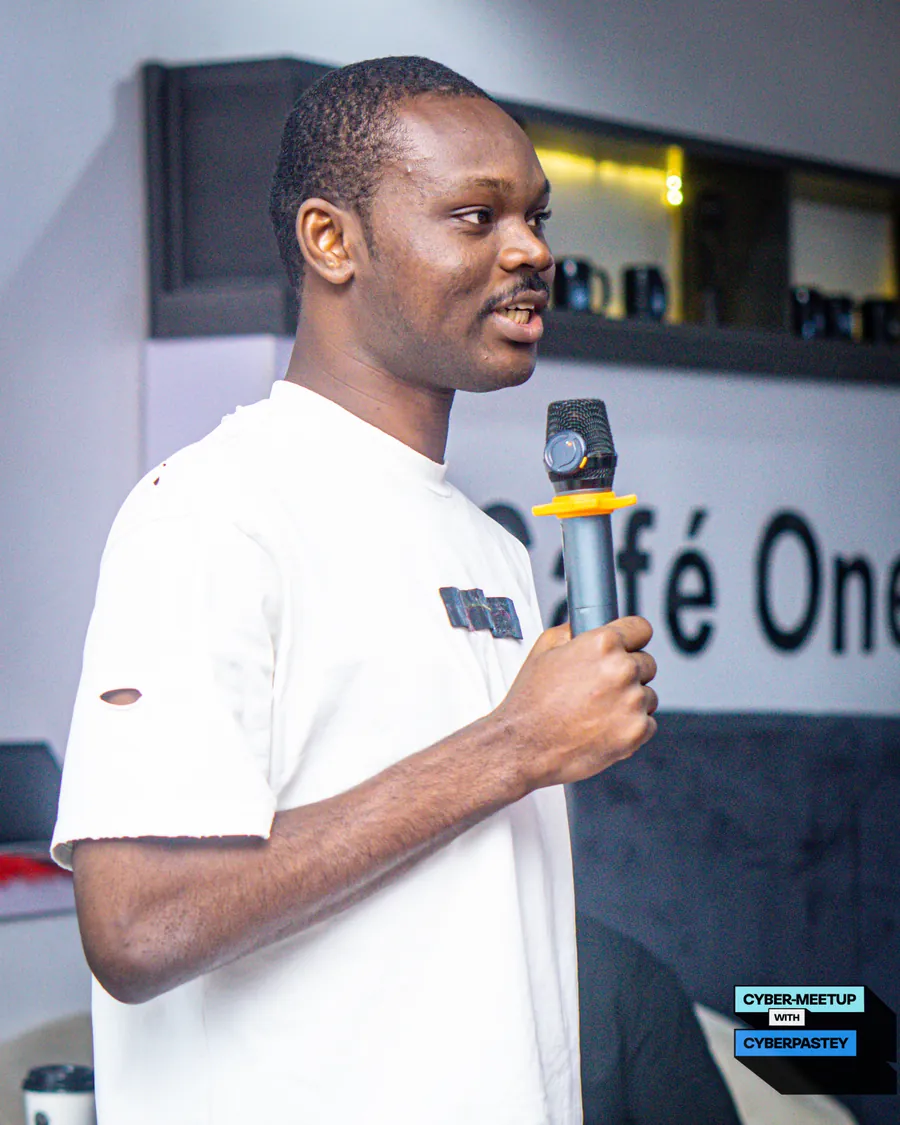 A Cyber Meetup participant speaking during an open discussion